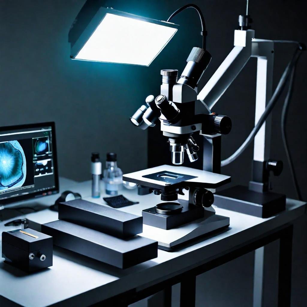 Image of an illumination microscope equipped with a built-in light source under the stage, enhancing visibility of specimens for detailed examination.