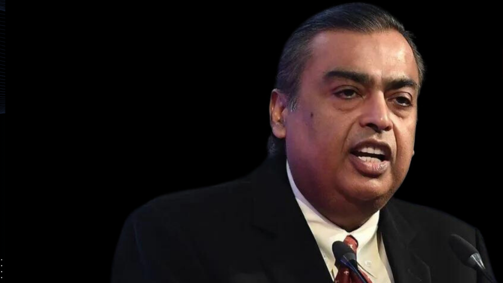 mukesh ambani speach on stag in black dress, about own bussiness.